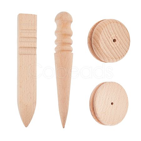 4Pcs 4 Styles Wood Leather Edge Burnisher Handworking AJEW-FH0005-30-1