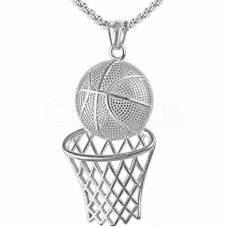 Basketball Alloy Pendant 201 Stainless Steel Box Chain Necklaces FS-WG5A2E4-03-1
