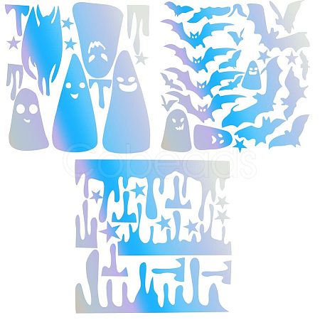3 Sheets 3 Styles Halloween Laser PVC Waterproof Car Stickers DIY-GF0007-24-1