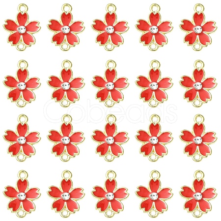 20Pcs Alloy Enamel 5-Petal Flower Connector Charms FIND-YW0009-33B-1