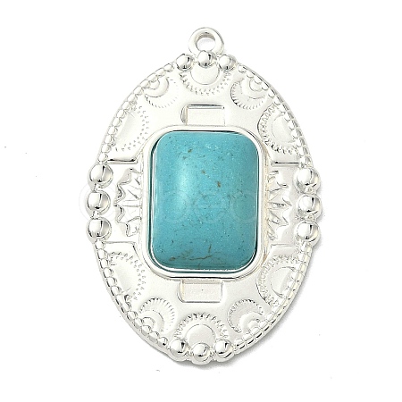 304 Stainless Steel with Dyed Synthetic Turquoise Pendants LS-STAS-G374-05S-08-1