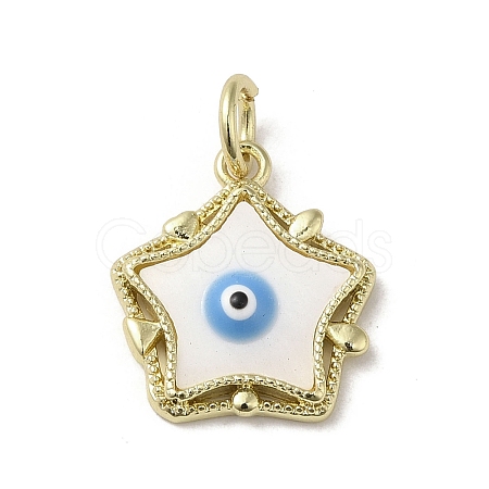 Evil Eye Enamel Shell Pendants KK-E092-26G-03-1