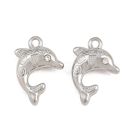 304 Stainless Steel with Crystal Rhinestone Charms RB-CBABFDA-11G-P-1