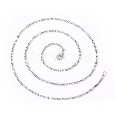 Non-Tarnish 304 Stainless Steel Curb Chain Necklaces MAK-I012-X01-1