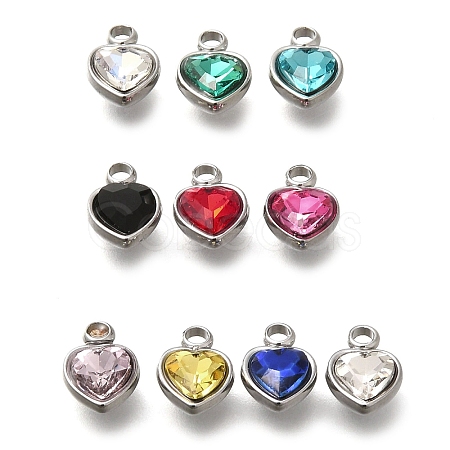 304 Stainless Steel with Rhinestone Pendants STAS-Q346-01P-1