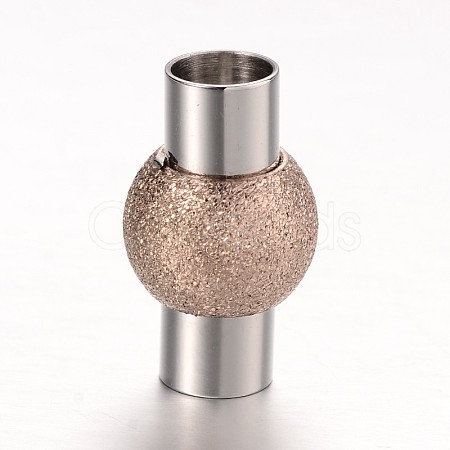 Textured 304 Stainless Steel Column Magnetic Clasps with Glue-in Ends STAS-I045-11RG-1