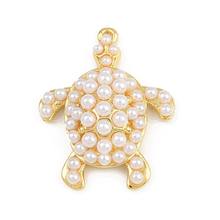 Turtle Brass ABS Imitation Pearl Pendants KK-I352-04F-G-1