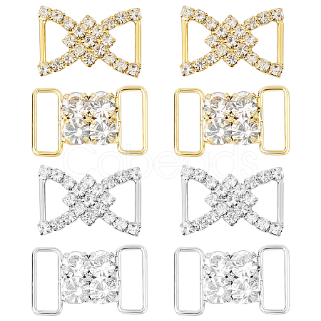 GOMAKERER 8Pcs 4 Style Brass & Zinc Alloy Rhinestone Slider Buckles DIY-GO0001-36-1