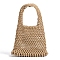 Woven Cotton Handbags, Women's Net Bags, Shoulder Bags, BurlyWood, 30x21x8cm