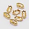 Horse Eye Brass Sew on Prong Settings, Claw Settings for Pointed Back Rhinestone, Open Back Settings, Golden, 15x7x0.4mm, Fit for 7x15mm cabochon