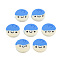 Handmade Polymer Clay Cabochons, Flat Round with Expression, Cornflower Blue, 9.5x2mm, about 235pcs/50g