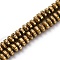 Electroplated Natural Lava Rock Beads Strands, Disc, Light Gold Plated, 6~6.5x3~3.5mm, Hole: 1.2mm, about 124pcs/strand, 15.75''(40cm)