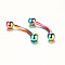 304 Stainless Steel Eyebrow Rings, Curved Barbell, Eyebrow Piercing Jewelry, Rainbow Color, 3mm, Pin: 1.2x6mm