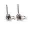 Non-Tarnish 304 Stainless Steel Stud Earring Settings, Prong Earring Settings, with Loop, Flat Round, Stainless Steel Color, Fit for 3mm Rhinestone, 5.5x3mm, Hole: 1.8mm, Pin: 0.8mm