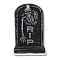 Halloween Themed Opaque Acrylic Pendants, Tombstone with Skeleton Charms, Black, 37.5~38x23.5~25.5x2~5mm, Hole: 2mm