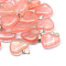 Heart Cherry Quartz Glass Pendants, with Platinum Tone Brass Findings, 20~22x20~21x5~8mm, Hole: 2x7mm