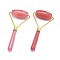 Cherry Quartz Glass Brass Face Massager, Facial Rollers, Golden, 140.5x62.5x25mm