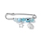 Evil Eye Resin Alloy Star Charm Brooch Pin, Iron Safety Kilt Pin for Sweater Shaw, Light Bluel, Platinum, 33x65.5x7.5mm