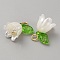 Acrylic Charms, with ABS Plastic Imitation Pearl Beads and Brass Finding, Lily of the Valley, White, 14x13x11mm, Hole: 2.8mm