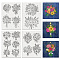 4 Sheets 11.6x8.2 Inch Stick and Stitch Embroidery Patterns, Non-woven Fabrics Water Soluble Embroidery Stabilizers, Flower, 297x210mmm