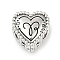 925 Sterling Silver European Beads, Heart, Aries, 9.5x9.5~10x7mm, Hole: 4.5mm