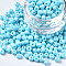 6/0 Glass Seed Beads, Baking Paint, Round Hole, Round, Sky Blue, 4~5x3~5mm, Hole: 1.2~1.5mm, about 4500pcs/Pound