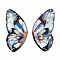 Epoxy Resin Butterfly Wings Cabochons, with Gold Foil & Glitter Powder, Light Blue, 32.5x15x2mm