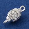 Brass Micro Pave Clear Cubic Zirconia Hollow Oval Connector Charms KK-A230-05A-S-2