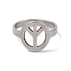 Non-Tarnish 201 Stainless Steel Peace Sign Finger Ring RJEW-J051-43P-2