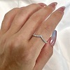 Rhodium Plated 925 Sterling Silver Micro Pave Cubic Zirconia Finger Ring for Women RJEW-F150-15B-01P-2