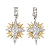 Brass Micro Pave Clear Cubic Zirconia Pendants KK-G543-10GP-02-1