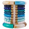 10Pcs 10 Style Handmade Polymer Clay Heishi Beaded Stretch Bracelets Set with Heart BJEW-SW00036-03-1