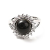 Natural Obsidian Adjustable Rings RJEW-P043-02P-17-2