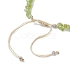 Natural Peridot Chip Nylon Braided Beaded Bracelet Making AJEW-JB01296-02-3
