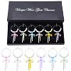 6Pcs 6 Colors Alloy Enamel Bowknot Glass Seed Beaded Wine Glass Charms AJEW-SC00076-1