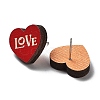 Valentine's Day Theme Printing Wood Stud Earrings for Women EJEW-B029-03-2