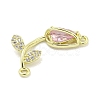 Rack Plating Brass Micro Pave Clear Cubic Zirconia Flower Connertor Charms KK-Z043-03B-2