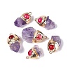 Natural Amethyst Geode & Dyed Agate(Random Color) Pendants G-N366-02G-1