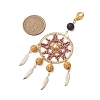 Woven Web/Net with Feather Glass Seed Beads Pendant Decorations HJEW-MZ00074-5