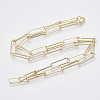Brass Flat Oval Paperclip Chain Necklace Making MAK-S072-08B-LG-2