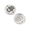 Brass Micro Pave Black Cubic Zirconia Disc with Hamsa Hand Connector Charms KK-P300-24P-02-2