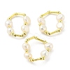 Brass & Natural Pearl Beaded Stretch Finger Ring RJEW-H220-44G-1