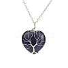 Synthetic Blue Goldstone Heart Pendant Necklaces PW-WG58330-08-1