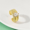 Brass Micro Pave Cubic Zirconia Open Cuff Rings for Women RJEW-U059-01G-02-3