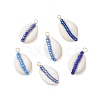 6Pcs 6 Styles Natural Cowrie Shell & Glass Seed Beads Pendants PALLOY-JF02759-07-1