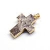 plated Natural drusy  Agate Cross Pendants G-R275-06-3