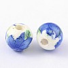 Floral Printed Porcelain Beads X-PORC-Q199-10mm-19-2