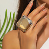 Adjustable Alloy with Glass Statement Cuff Rings for Women UV5898-2-2