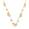 304 Stainless Steel Cubic Zirconia Teardrop & Flat Round Bib Ball Chain Necklaces for Women NJEW-F328-11P-03-1