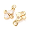 Brass Micro Pave Clear Cubic Zirconia Charms CU-E003-14G-B-2